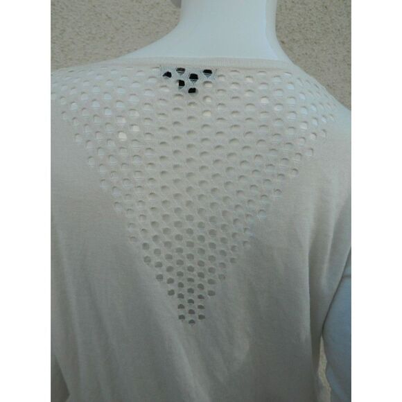 Ella‎ Moss Sweater Ivory White Crochet Pullover Thin Knit Sweater  Size Small - Picture 6 of 7